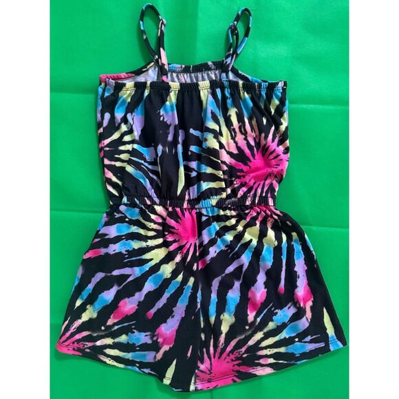 Justice Sleep Romper Girls Size 7 8, Black Sleeveless w/ Tie Dye - Picture 5 of 5